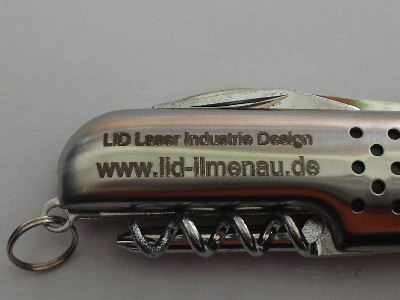 Edlestahl Taschenmesser Werbeartikel mit Lasergravur / Beschriftung